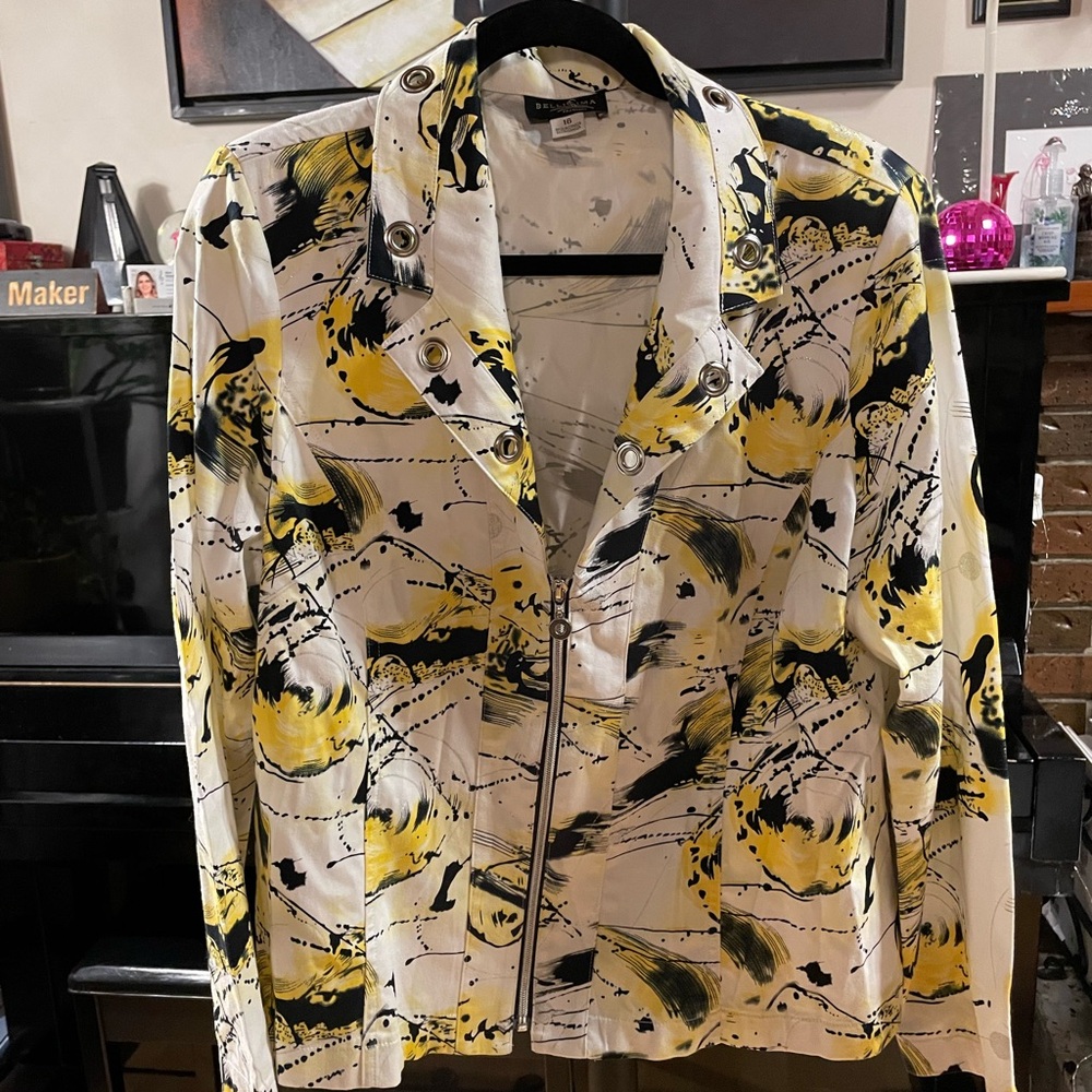 Abstract Yellow and Black Women's Blazer